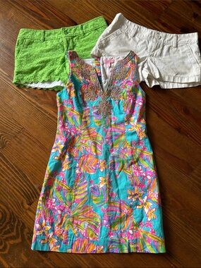 Lilly Pulitzer size 2 - LOT 3 - dress & 2 pair Walsh shorts